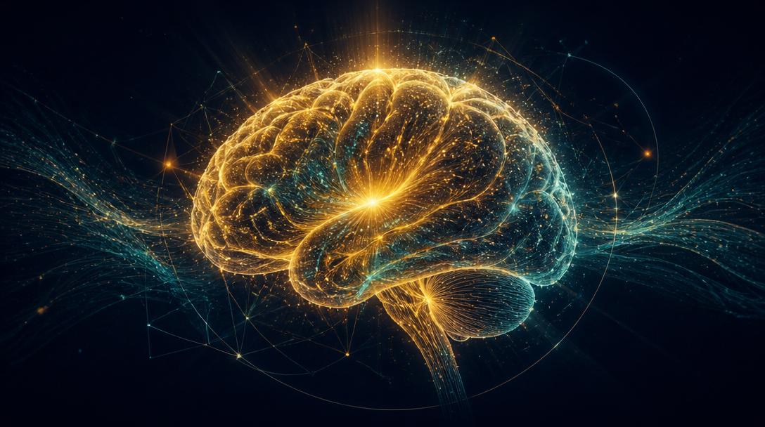 The 7 Mind Secrets — luminous brain visualization representing peak mental performance